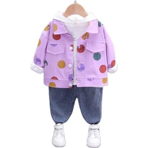 Spring Autumn Baby Boy Girls Cotton Clothes Children Cartoon Hooded Jacket Pants 3Pcs/sets Outfit Kid Fashion Toddler Tracksuits