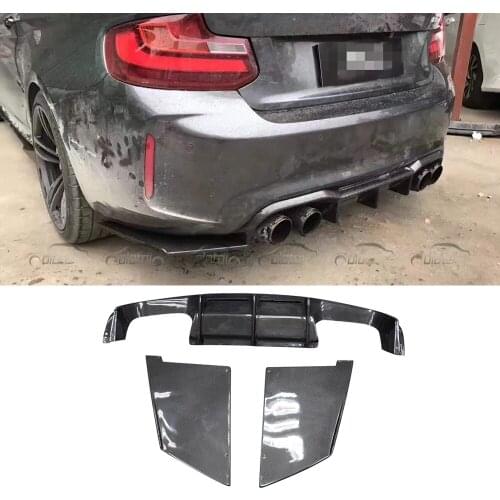 OLOTDI Real Carbon Fiber Bumper Lip Winglets Rear Valance Diffuser For BMW M2 F87 2016up Auto Tuning