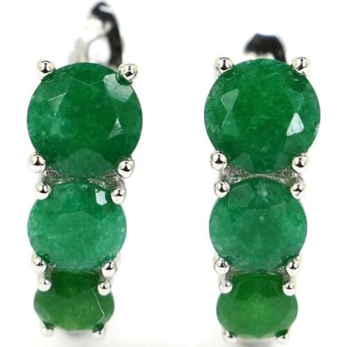 20x18mm Jazaz Lovely Cute 4.7g Real Green Emerald Created Pink Tourmaline Ear Stud For Girls 925 Solid Sterling Silver Earrings