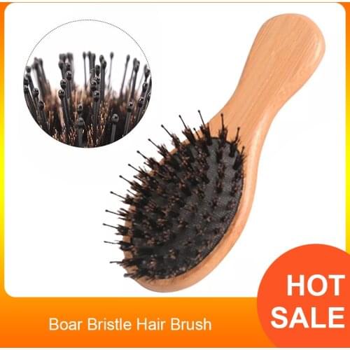 1Pcs Boar Bristle Hair Brush Atural Bamboo Cushion Massage Anti Static Paddle Comb Tool Hair Massage Anti-Static Comb