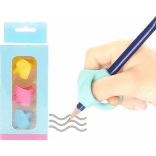 1Pcs Pencil Holder Help Beginner Writing Silicone Toys Baby Double Thumb Posture Correction Pen Tool Student Education