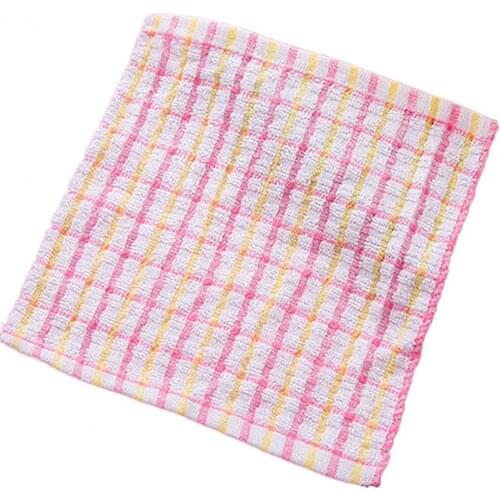 1pc 24*24cm Cleaning Towel Skin-friendly Dish Cloth Plaid Pattern Cotton Fast Drying Cleaning Dish Towels for Home Cleaning Tool