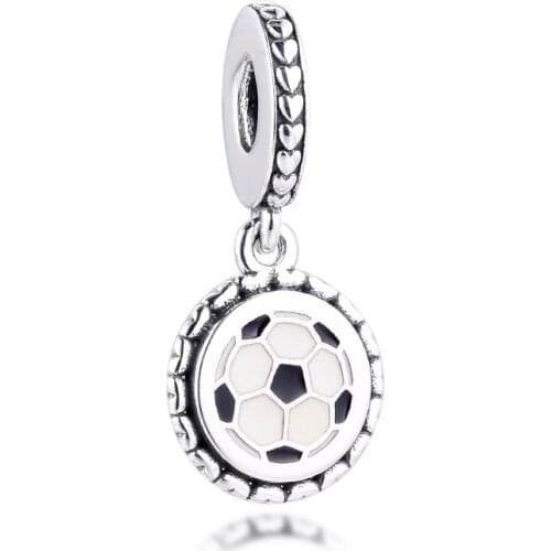 100% 925 Sterling Silver Soccer Dangle Charm Mixed Enamel Beads for Jewelry Making Fits Original Pandora Charms Bracelet bijoux