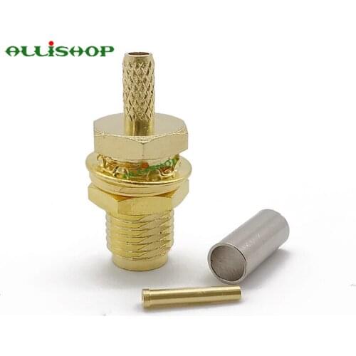 2Pcs SMA female jack nut bulkhead crimp for RG316 RG174 RG178 cable RF Coaxial Connector Straight