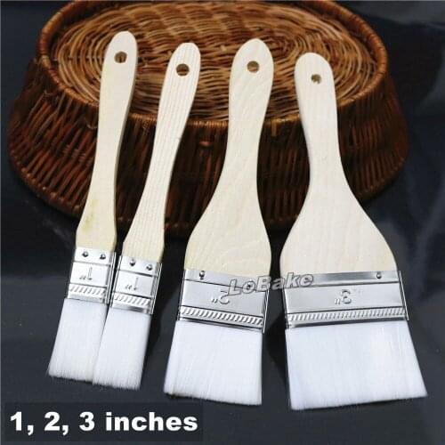 3packs/set) 3 different sizes 1 & 2 & 3 inches new food grade wool BBQ grill baking oil brush wooden handle for cooking tools