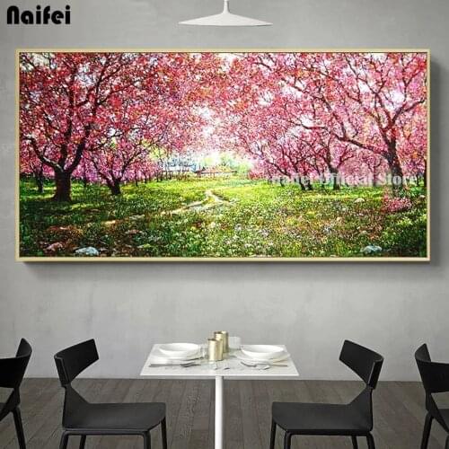5D Diamond Painting Landscape DIY Diamond Mosaic Cross Sticker Kit Sea Of Flowers Full Square Round Drill Home Decor Embroidery