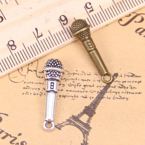 14pcs Charms microphone 25x7mm Antique Pendants,Vintage Tibetan Silver Jewelry,DIY for bracelet necklace