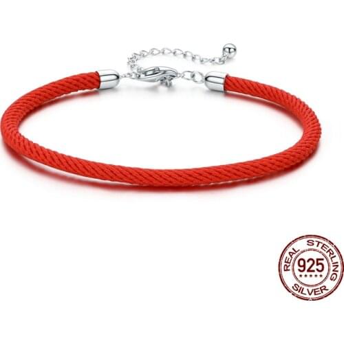 925 sterling silver charm red rope bangle for women fashion adjustable bracelet jewelry girlfriend wedding gift