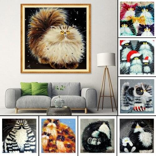 5D Diy Diamond Painting Cartoon Cat Cross Stitch Kit Full Drill Embroidery Mosaic Art Picture of Rhinestones Home Decor Gift