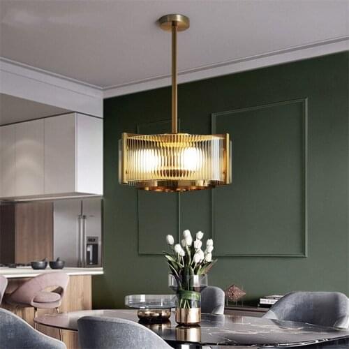 American Luxury Glass Ring Lampshade Pendant Lights Living Room Lighting Bar Shop Pendant Lamps LED Industrial Dining Room Lamps