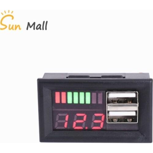 DC12V Automotive 12V Battery Voltage Display Head Integrated Dual USB output 5V2A Voltage Conversion