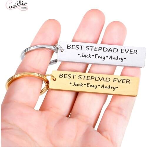 Fathers Day Gift Personalized Name Keychain Best Dad Ever Keyring Birthday Present for Father From Daughter Son Keychain Daddy