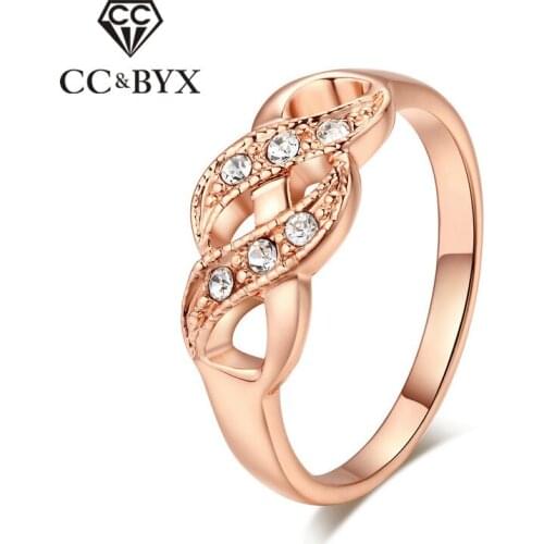 CC Jewelry Rings For Women Fashion Jewelry Bridal Wedding Ring Double Helix Rose Gold Color Engagement Bijoux Accessories CC1063