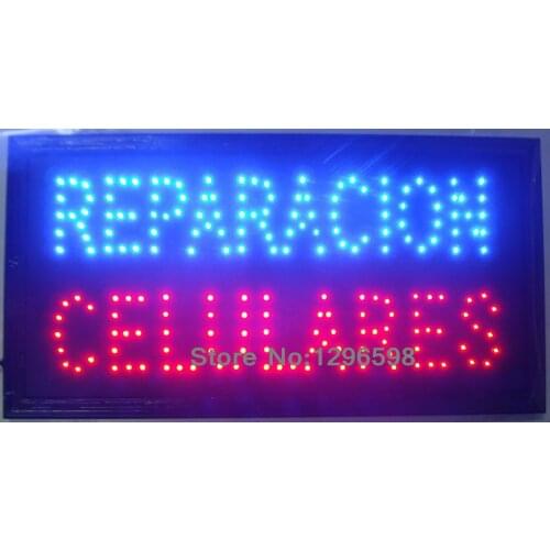 Hot sale reparacion celulares led sign customed 10X19 inch indoor Ultra Bright blue and red color of led signs