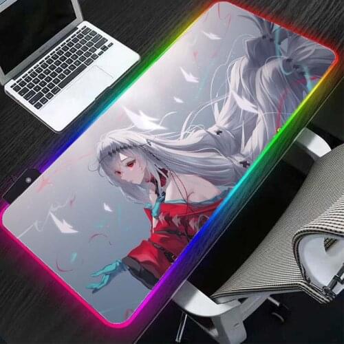 Anime RGB mouse pad gamer big mousepad led lighting keyboard PC laptop color desk mat large gaming accessory pad