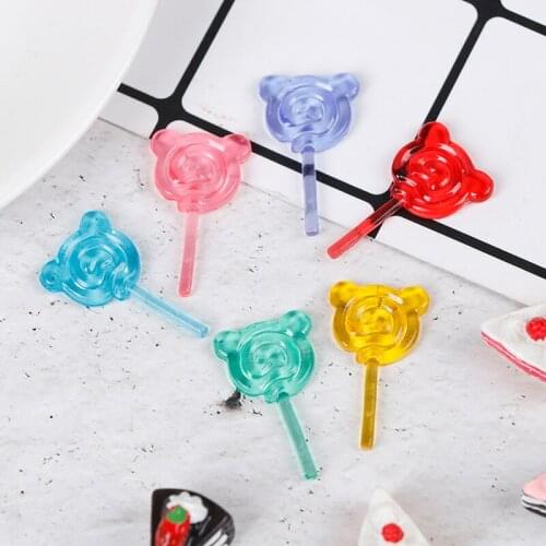 6Pcs 1:12 Scale Bear Shape Lollipop Simulation For Dollhouse Miniature Toy Doll Mini Resin Food Kitchen Gift Doll Accessories