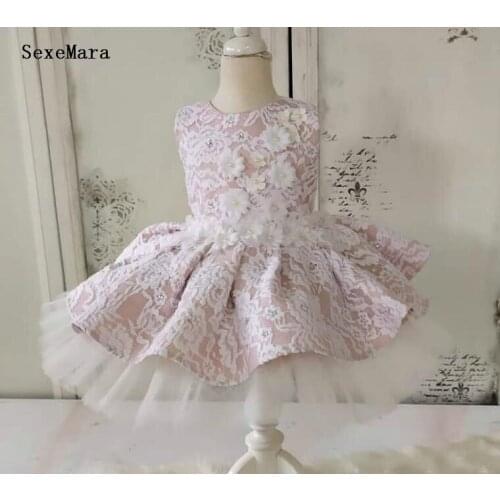 Customized Girls Dresses Princess Clothing Cute Dresses Baby Girls Summer Pink And White Lace Dress