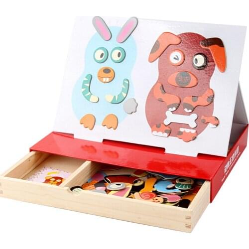 3D Puzzles Magnetic Face Drawing Board Educational Toys For Children Montessori Materials Animals Fridge Magnets Drawing Toy