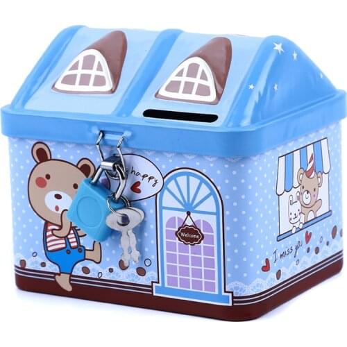 Creative Metal Piggy Bank Coin Money Box Cute Bear House Model Coin Bank Money Save Box Children Kids Birthday Gifts