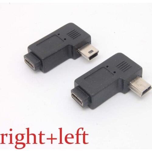 Mini USB Type A male to Micro USB B feMale 90 Degree right/left Angle Adapter