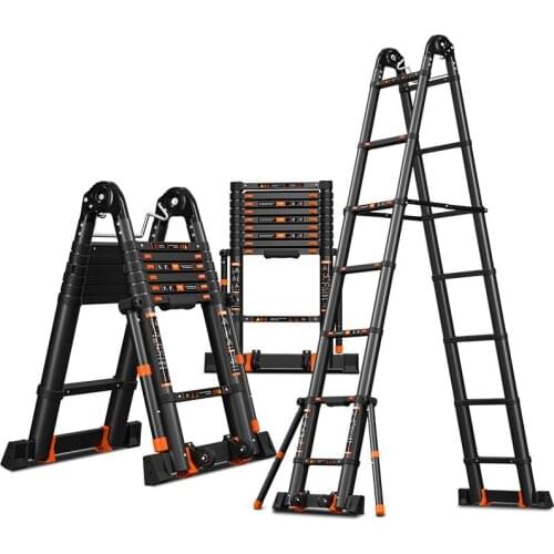 2.1*2.1m Multifunctional Folding Telescopic Aluminum Alloy Ladder Herringbone/Straight Ladder Dual-purpose Thickening Anti-shake