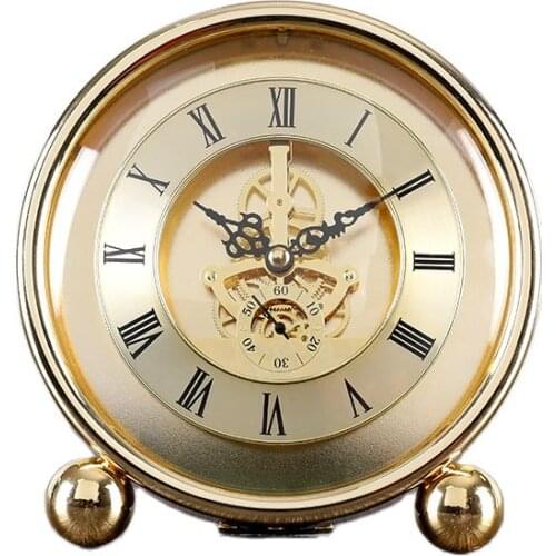 Desktop Table Clock Metal Retro Living Room Luxury Gold Silent Clcoks Desk Clock Antique Ornaments Gift Ideas Saat Home Decor