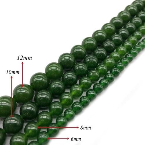 Natural Stone Deep Green Chalcedony Round Loose Charm BeadsFitMulti-purpose Jewelry Making 6 8 10 12MMPick Size J308