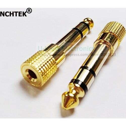 NCHTEK Golden Plated 3.5mm Female To 6.35mm Male Stereo Jack Adapter AUDIO CONVERTER Connector/Free Shipping/5PCS