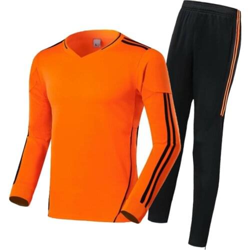 2019 New Kids Men Soccer Goalkeeper Sets Survetement Football Jerseys Suit Sponge Protector Football Goalkeeper Training Uniform