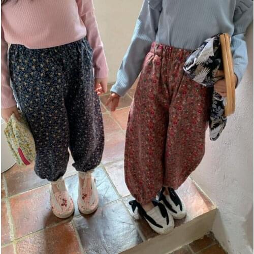 2021 new style girls boys printed pants cotton autumn fashion kids long pants 1-7t WU715