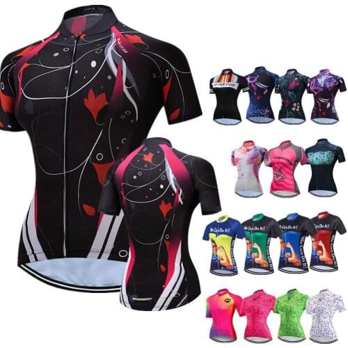 New Cycling Jersey Womens Summer MTB Mountain Bike Tops Short Sleeve Bike Bicycle Clothes Outdoor Sports Racing Shirt CD7001