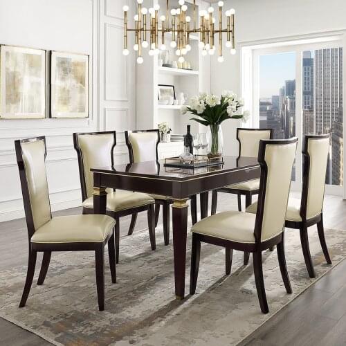 American style solid wood dining table and chair combination living room modern simple light luxury marble dining table small ho