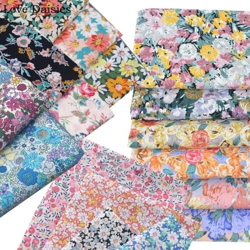 Pastoral Daisy Rose Flower Red Fruit 60S 100% Combed Cotton Plain Ultrathin Fabric for Handmade Summer Dress Shirt Blouse Top