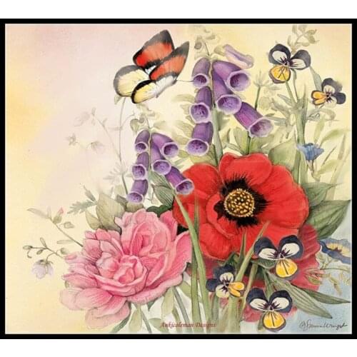 Drop Shipping Embroidery Red Poppy Cross Stitch Patterns Wedding Free with 100% Cotton Floss & Free Shipping for Home Decor