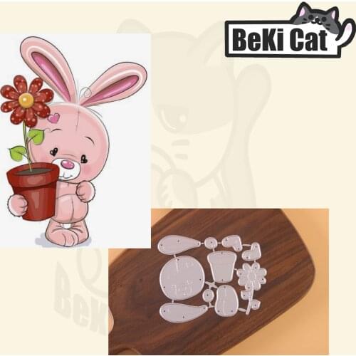 Pretty rabbit flowers Cutting Dies Stencils for DIY Scrapbooking photo album Decorative DIY Paper Cards