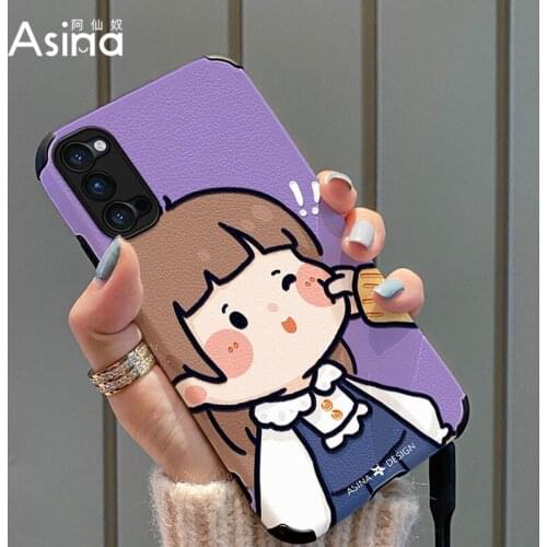 ASINA Imitation Lambskin Case For OPPO Reno 2 3 4 5 Pro Cute Cartoon Silicone Cover Bumper For Realme X7 Find X3 X2 Pro Fundas
