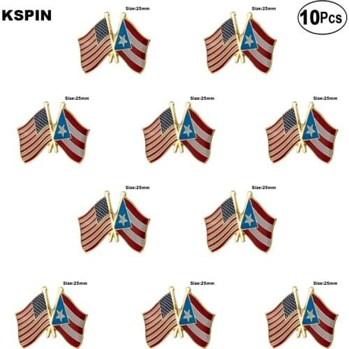 U.S.A. & Puerto Rico Lapel Pin Flag badge Brooch Pins Badges 10Pcs a Lot