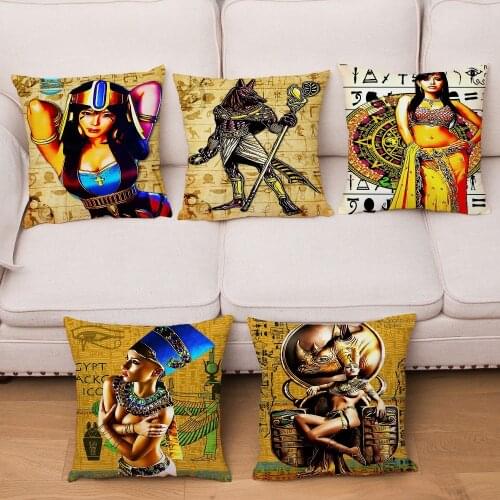 Super Soft Short Plush Cushion Cover HD Ancient Egypt Cleopatra Print Pillow Covers Square Pillows Cases Home Decor Pillowcase