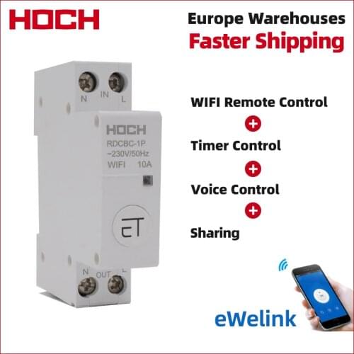 HOCH RDCBC-1P Not WIFI Circuit Breaker Remote Control eWeLink Timer Smart Home Din Rail WIFI Smart Switch Factory