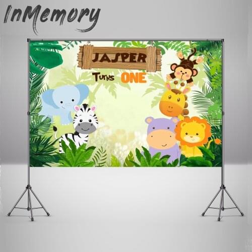 InMemory Cartoon Photocall Safari Party Children Custom Photo Studio Jungle Backdrops Background 220x150cm