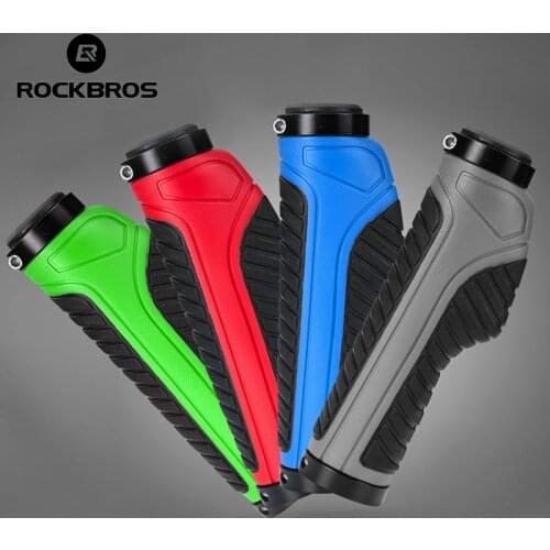 ROCKBROS New Double Lock Bicycle Grips MTB Road Bike Anti-skid Rubber Handlebar Grips Shock-absorbing Soft Bike Grips Handlebar