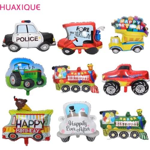 1pc Car Foil Balloon Fire Tuck Train Police School Bus Ambulance Helium Balloons Baby Shower Birthday Party Decor Boy Girl Toy