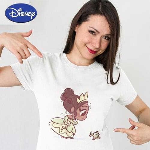 T Shirt Disney Princess Modern Creative Tee Shirt Elegant Little Tiana The Princess and the Frog Printed Y2K Vouge Youth Tshirt