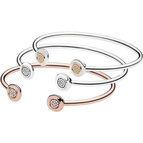 DoDoFly Real 925 Sterling Silver Opening Classic Double Round Letter Bracelet Fit European Charm Bracelets Women Jewelry