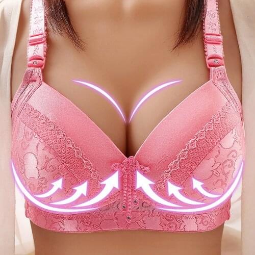 Plus Size Women Front Buckle Breathable Bra Wire Free Underwear Widened Shoulder Straps Brassiere Comfort Female Summer thin