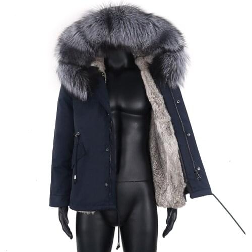 2021 Real Fox Fur Coat Short Waterproof Parka Man Winter Jacket Warm Natural Raccoon Fur Collar Outerwear Streetwear Removable