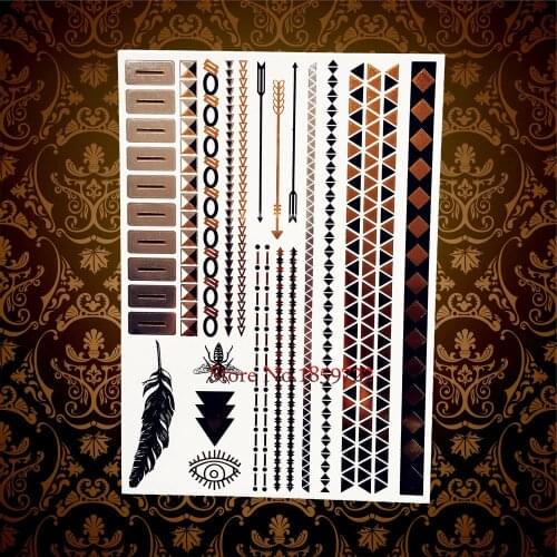 1PC Diamonds Grid Flash Gold Temporary Tattoo Body Art Arm Removable Tattoo Stickers HYH-044 Sexy Jewelry Designs Selfie Tatto