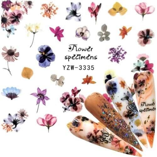 1 PC Fall Leaves Nail Art Stickers Yellow Maple Leaf/Flower Water Decals Sliders Foil Autumn Design For Nail Manicure