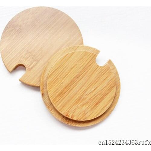100 Pcs Bamboo Cup Lids for Coffee Mug Jar Glass Cans Wooden Lid Bottle Bamboo Cover Milk Tea Cups Lids