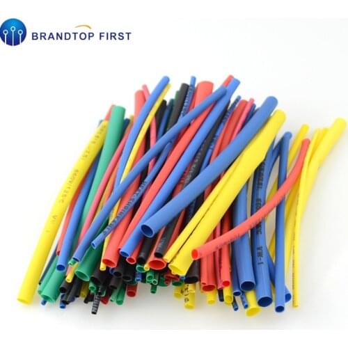 100pcs/set 2:1 Polyolefin Heat Shrink Tubing Tube Sleeve Wrap Wire Assortment 8 Size PE Heat Black Tube Car Cable Pouch Assort